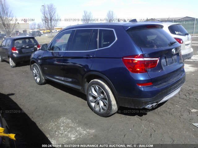 5UXWX7C59F0K32495 - 2015 BMW X3 XDRIVE35I BLUE photo 3