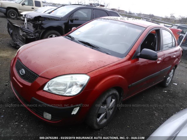 KNADE123786322396 - 2008 KIA RIO LX/SX RED photo 2