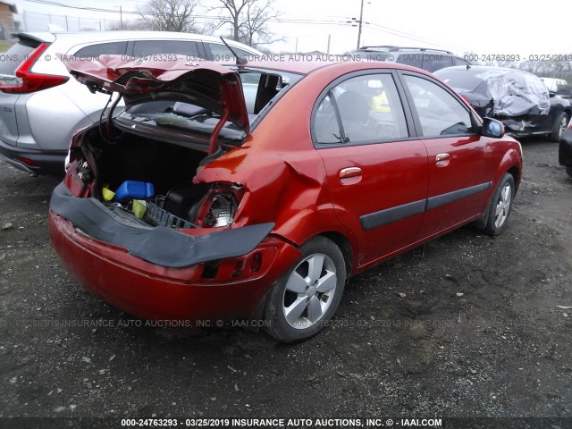 KNADE123786322396 - 2008 KIA RIO LX/SX RED photo 4