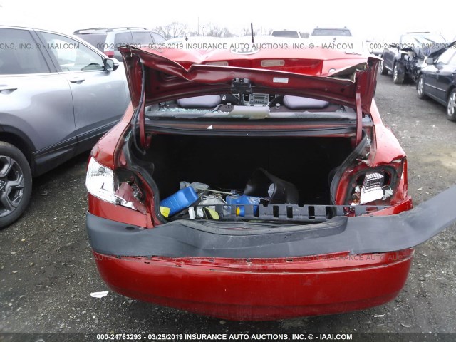 KNADE123786322396 - 2008 KIA RIO LX/SX RED photo 6