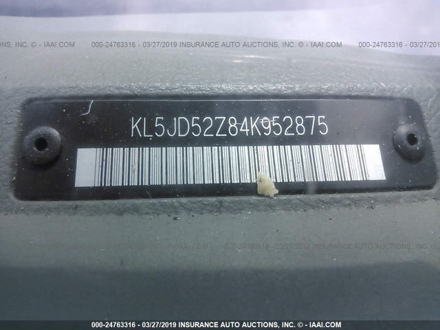 KL5JD52Z84K952875 - 2004 SUZUKI FORENZA S GRAY photo 9