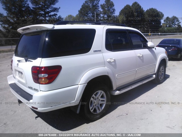 5TDBT48A62S071160 - 2002 TOYOTA SEQUOIA LIMITED WHITE photo 4