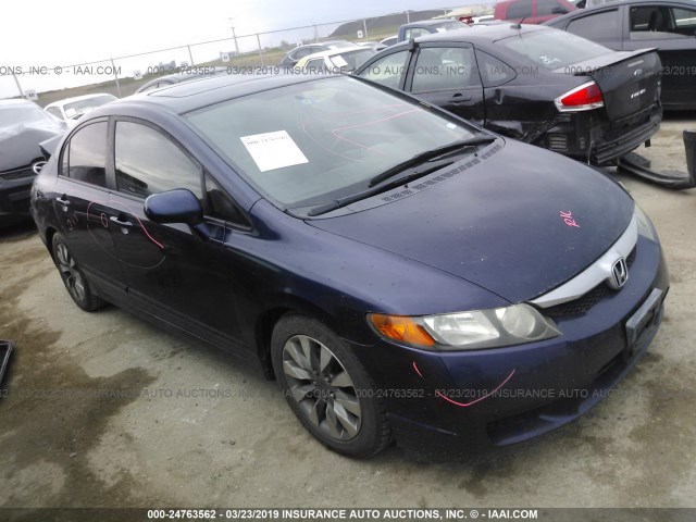 19XFA16919E010222 - 2009 HONDA CIVIC EXL BLUE photo 1