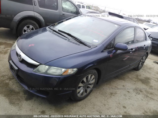 19XFA16919E010222 - 2009 HONDA CIVIC EXL BLUE photo 2