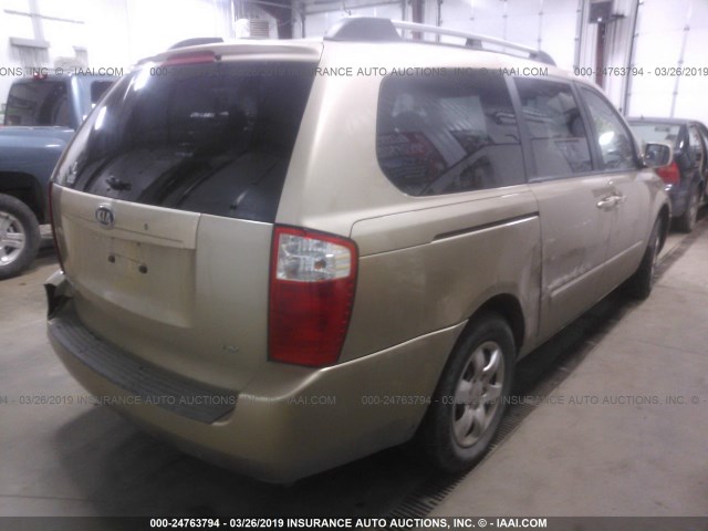 KNDMB233466073357 - 2006 KIA SEDONA EX/LX GOLD photo 4