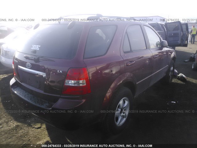 KNDJC736475722458 - 2007 KIA SORENTO EX/LX RED photo 4