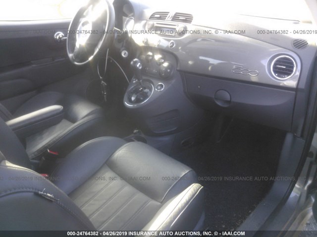 3C3CFFCR6CT183926 - 2012 FIAT 500 LOUNGE GRAY photo 5