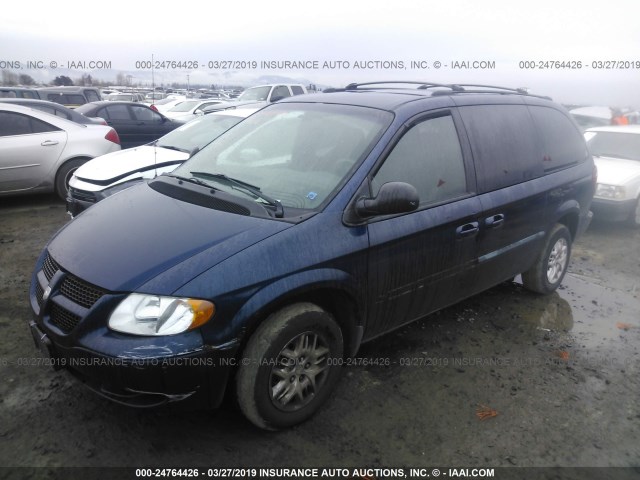 1B4GP44312B617630 - 2002 DODGE GRAND CARAVAN SPORT BLUE photo 2