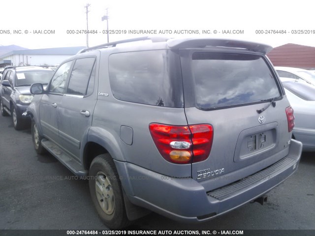 5TDZT38A11S036307 - 2001 TOYOTA SEQUOIA LIMITED GRAY photo 3