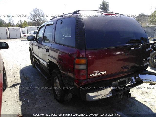 1GKEC13T61R176531 - 2001 GMC YUKON MAROON photo 3