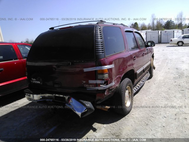 1GKEC13T61R176531 - 2001 GMC YUKON MAROON photo 4