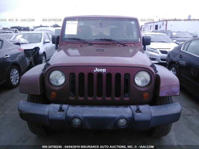 1J4GB59137L111579 - 2007 JEEP WRANGLER SAHARA BURGUNDY photo 6