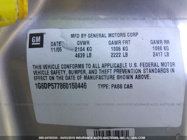 1G6DP577860150446 - 2006 CADILLAC CTS HI FEATURE V6 SILVER photo 9