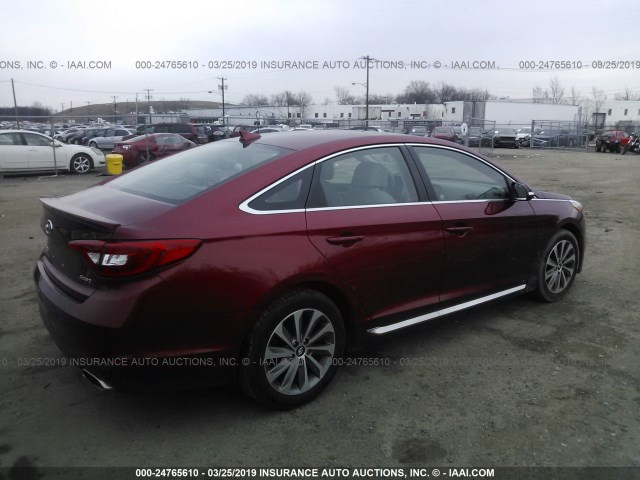 5NPE34AF1GH314017 - 2016 HYUNDAI SONATA SPORT/LIMITED RED photo 4