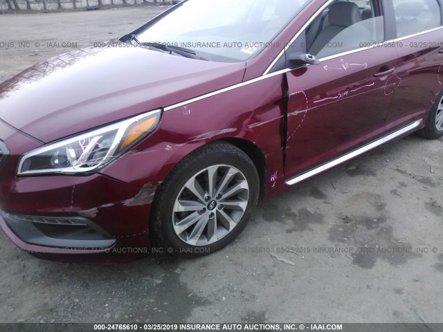 5NPE34AF1GH314017 - 2016 HYUNDAI SONATA SPORT/LIMITED RED photo 6