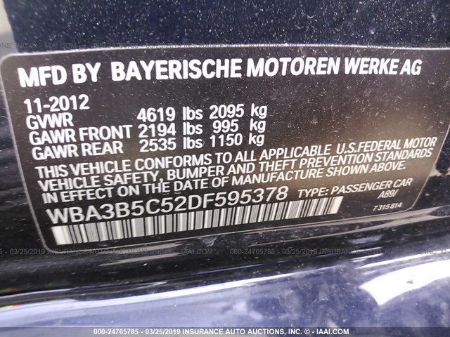 WBA3B5C52DF595378 - 2013 BMW 328 BLUE photo 9