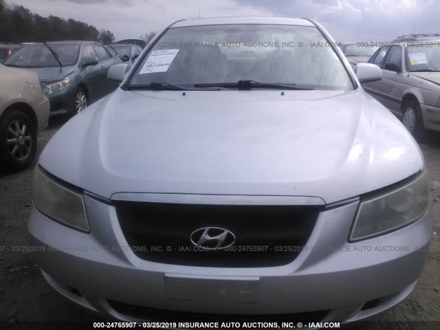 5NPEU46FX6H051269 - 2006 HYUNDAI SONATA GLS/LX SILVER photo 6