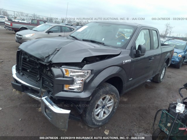 1FTEX1EP2GFC66575 - 2016 FORD F150 SUPER CAB GRAY photo 2