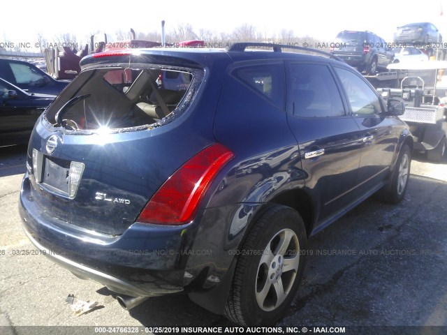 JN8AZ08WX5W442666 - 2005 NISSAN MURANO SL/SE/S BLUE photo 4