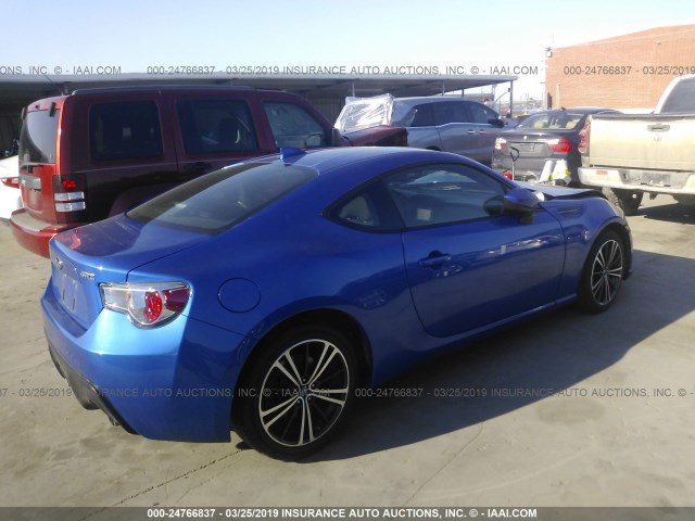 JF1ZCAB18F9603279 - 2015 SUBARU BRZ 2.0 PREMIUM BLUE photo 4