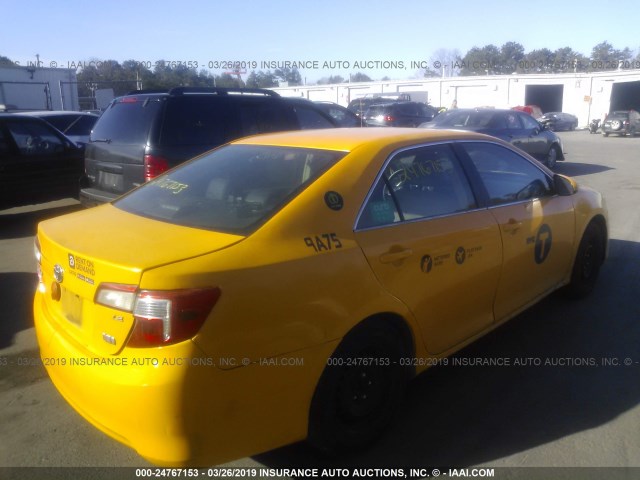 4T1BD1FK7EU106520 - 2014 TOYOTA CAMRY HYBRID/LE/XLE YELLOW photo 4