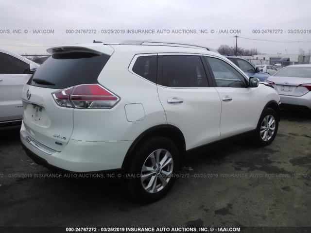 5N1AT2MV9EC796388 - 2014 NISSAN ROGUE S/SL/SV WHITE photo 4