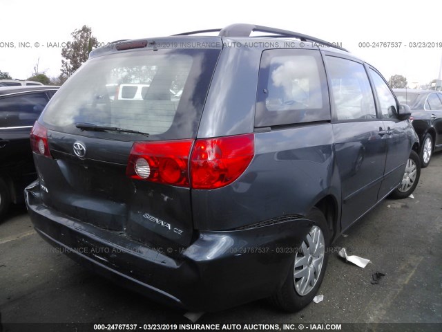 5TDZK23C07S002650 - 2007 TOYOTA SIENNA CE/LE BLUE photo 4