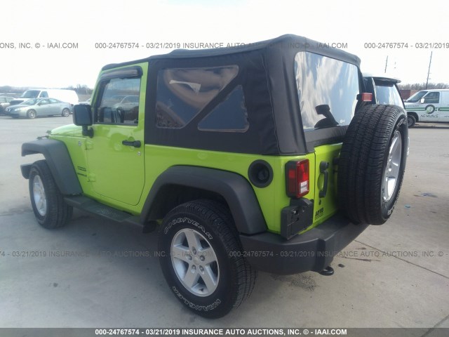 1C4AJWAGXDL517147 - 2013 JEEP WRANGLER SPORT GREEN photo 3