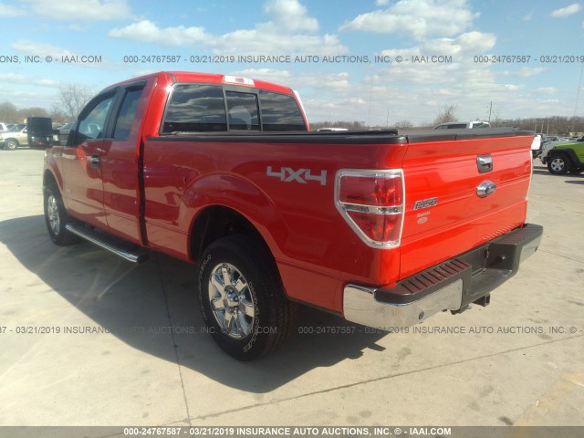 1FTFX1ET1EFA86406 - 2014 FORD F150 SUPER CAB RED photo 3