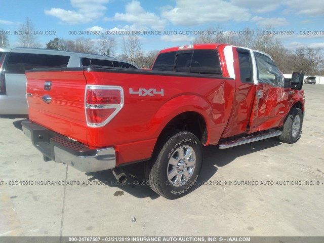 1FTFX1ET1EFA86406 - 2014 FORD F150 SUPER CAB RED photo 4