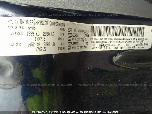 1J4GR48K35C659188 - 2005 JEEP GRAND CHEROKEE LAREDO/COLUMBIA/FREEDOM 海军蓝 照片 9