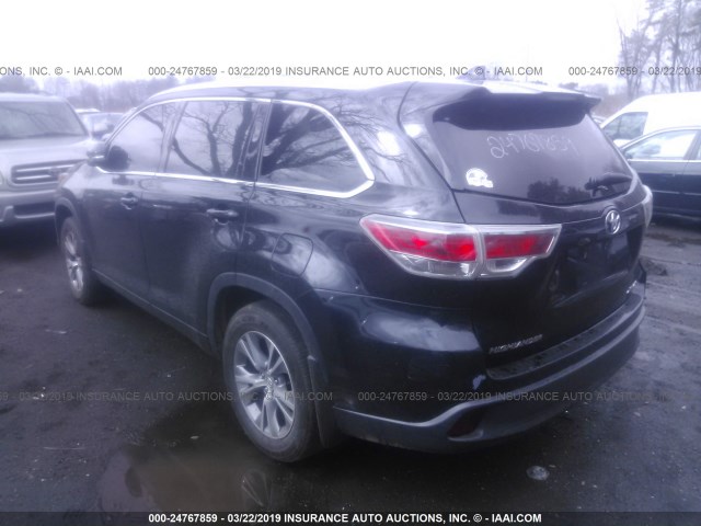 5TDJKRFH0FS096699 - 2015 TOYOTA HIGHLANDER XLE შავი ფოტო 3