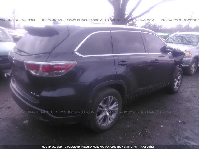 5TDJKRFH0FS096699 - 2015 TOYOTA HIGHLANDER XLE შავი ფოტო 4