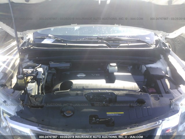 5N1AR2MM9EC610693 - 2014 NISSAN PATHFINDER S/SV/SL/PLATINUM WHITE photo 10