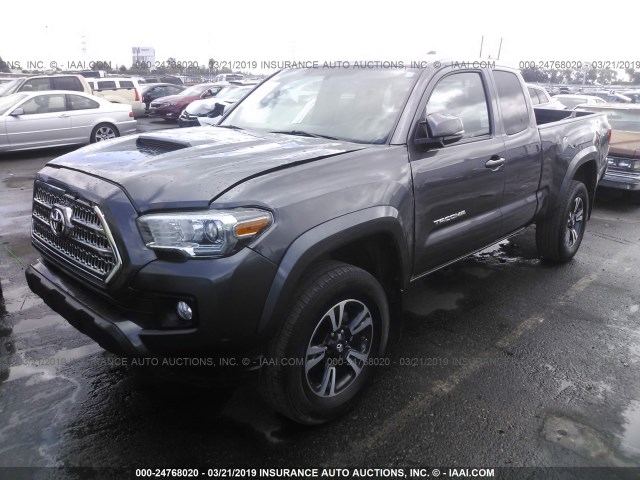 5TFRZ5CN7GX011774 - 2016 TOYOTA TACOMA ACCESS CAB/SR/SR5/TRD SPT GRAY photo 2