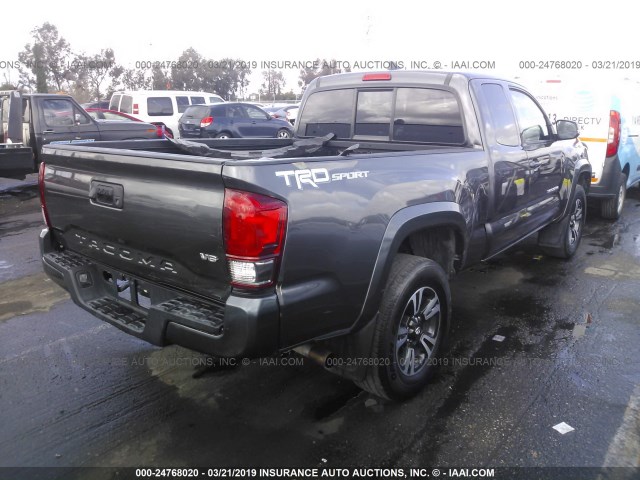 5TFRZ5CN7GX011774 - 2016 TOYOTA TACOMA ACCESS CAB/SR/SR5/TRD SPT GRAY photo 4