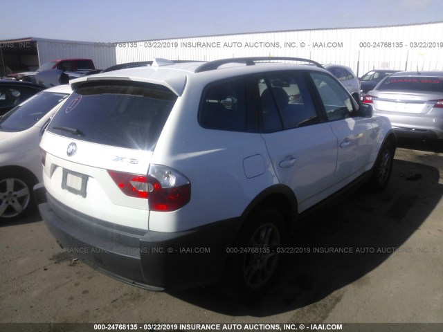 WBXPA73424WC41442 - 2004 BMW X3 2.5I WHITE photo 4