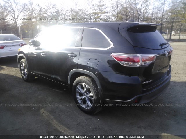 5TDBKRFH0FS132508 - 2015 TOYOTA HIGHLANDER LE/LE PLUS BLACK photo 3