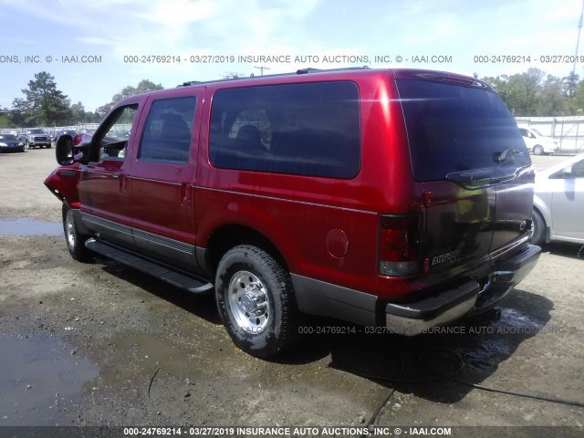 1FMNU40F82EA97973 - 2002 FORD EXCURSION XLT RED photo 3