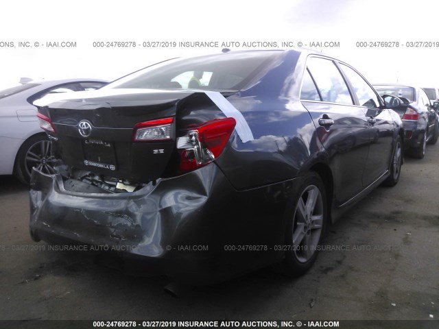 4T1BF1FK5CU046762 - 2012 TOYOTA CAMRY SE/LE/XLE GRAY photo 4