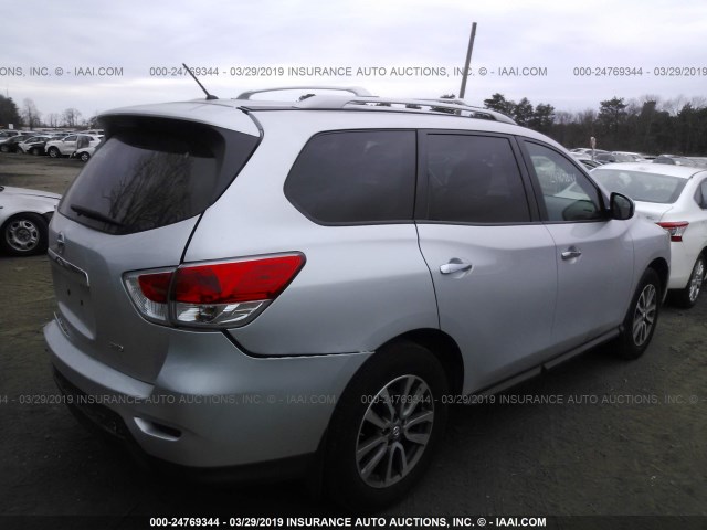 5N1AR2MM0FC690578 - 2015 NISSAN PATHFINDER S/SV/SL/PLATINUM SILVER photo 4