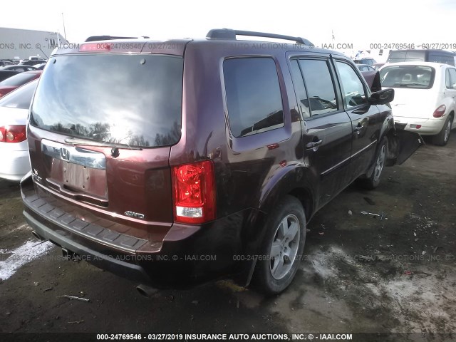 5FNYF4H61BB026791 - 2011 HONDA PILOT EXL MAROON photo 4