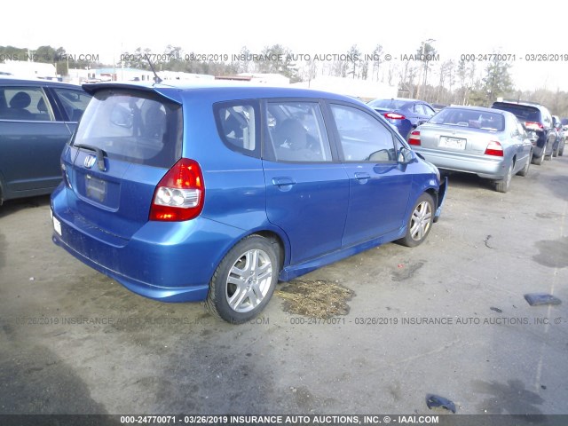 JHMGD38618S029535 - 2008 HONDA FIT SPORT BLUE photo 4