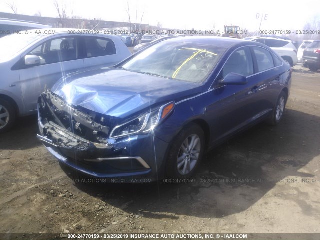 5NPE24AF2HH515834 - 2017 HYUNDAI SONATA SE BLUE photo 2