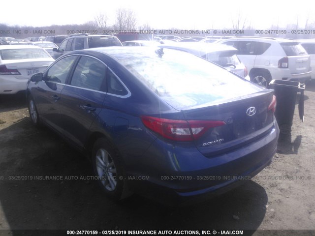 5NPE24AF2HH515834 - 2017 HYUNDAI SONATA SE BLUE photo 3