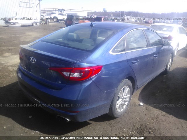 5NPE24AF2HH515834 - 2017 HYUNDAI SONATA SE BLUE photo 4