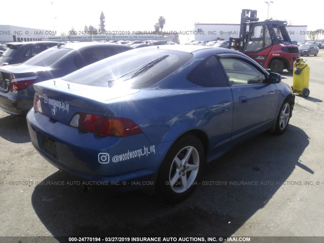 JH4DC530X4S007743 - 2004 ACURA RSX TYPE-S BLUE photo 4