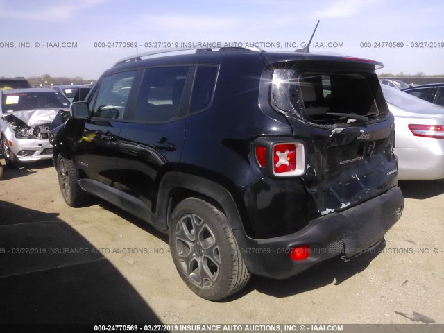 ZACCJADB4HPF00972 - 2017 JEEP RENEGADE LIMITED BLACK photo 3