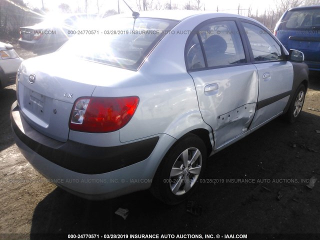 KNADE123786344673 - 2008 KIA RIO LX/SX Light Blue photo 4