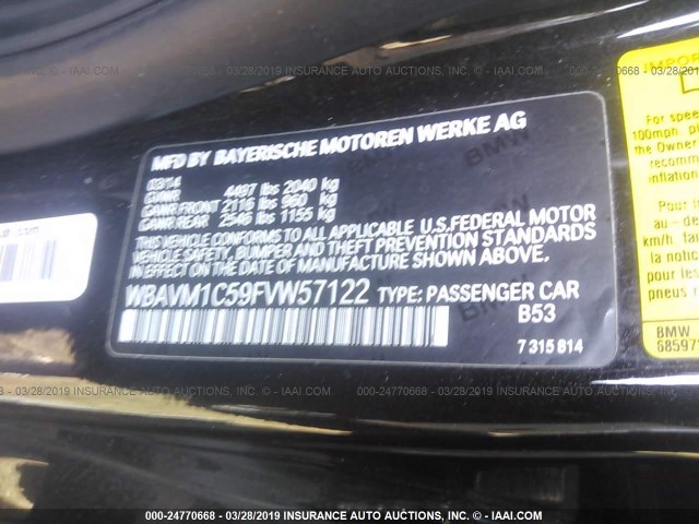 WBAVM1C59FVW57122 - 2015 BMW X1 SDRIVE28I BLACK photo 9